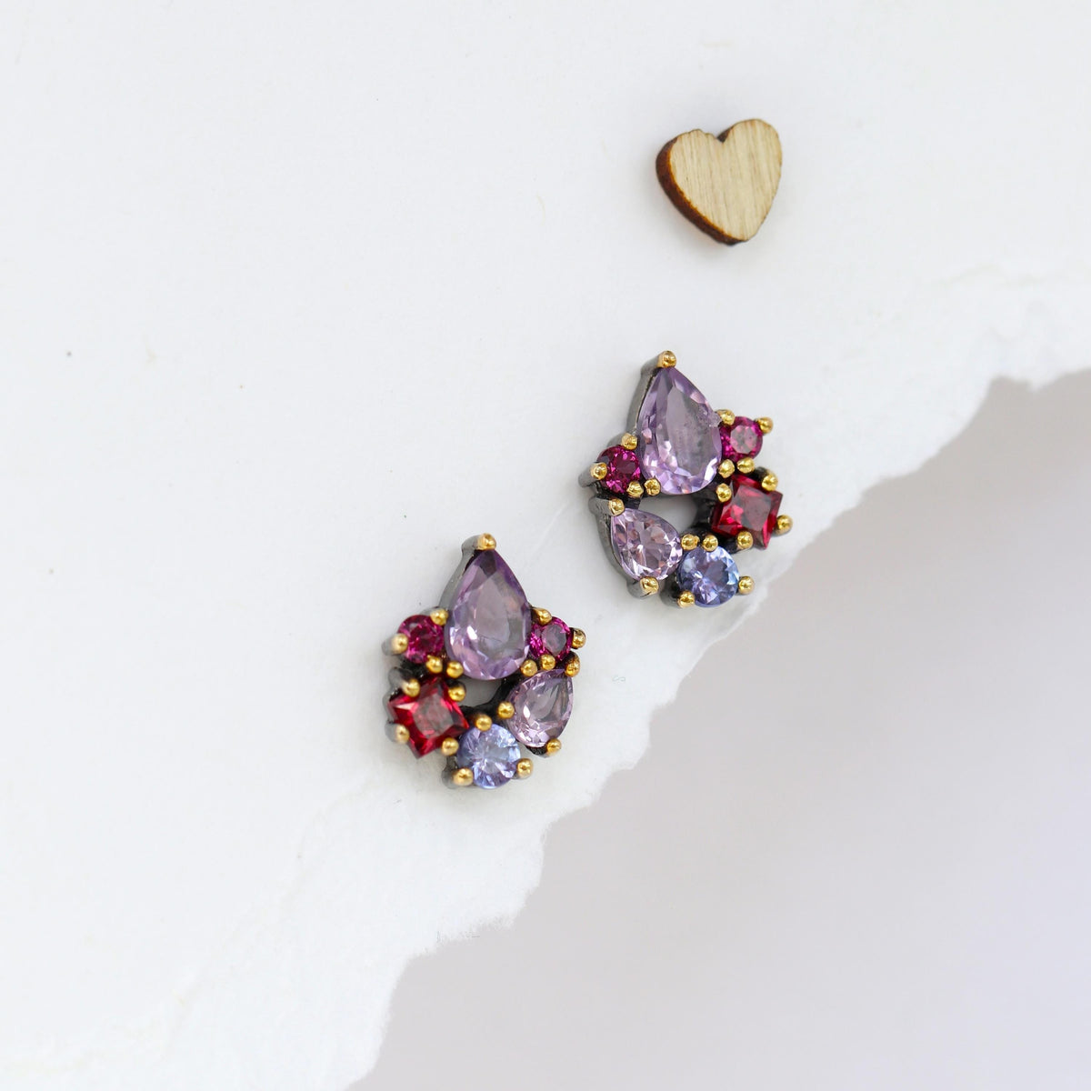 925 Sterling Silver Amethyst Topaz Garnet Earrings, stone or metal detail