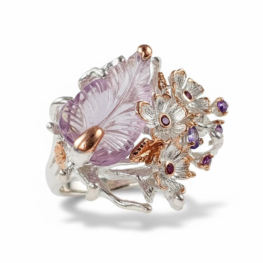 925 Sterling Silver Bi-Color Ametrine Ring, worn on hand