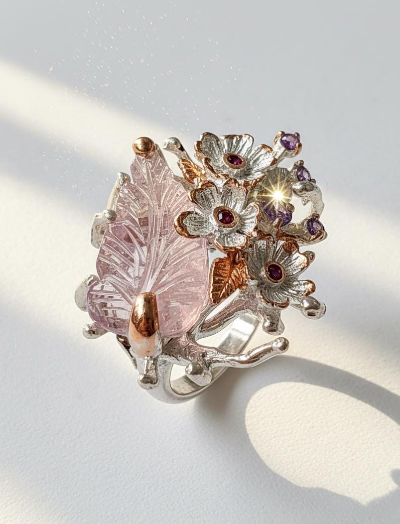 925 Sterling Silver Bi-Color Ametrine Ring, setting detail