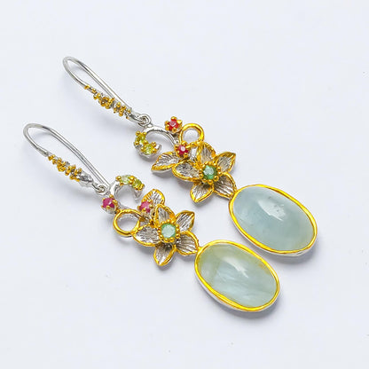 925 Sterling Silver Aquamarine Earrings, additional angle