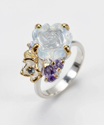 925 Sterling Silver Aquamarine Ring, side view