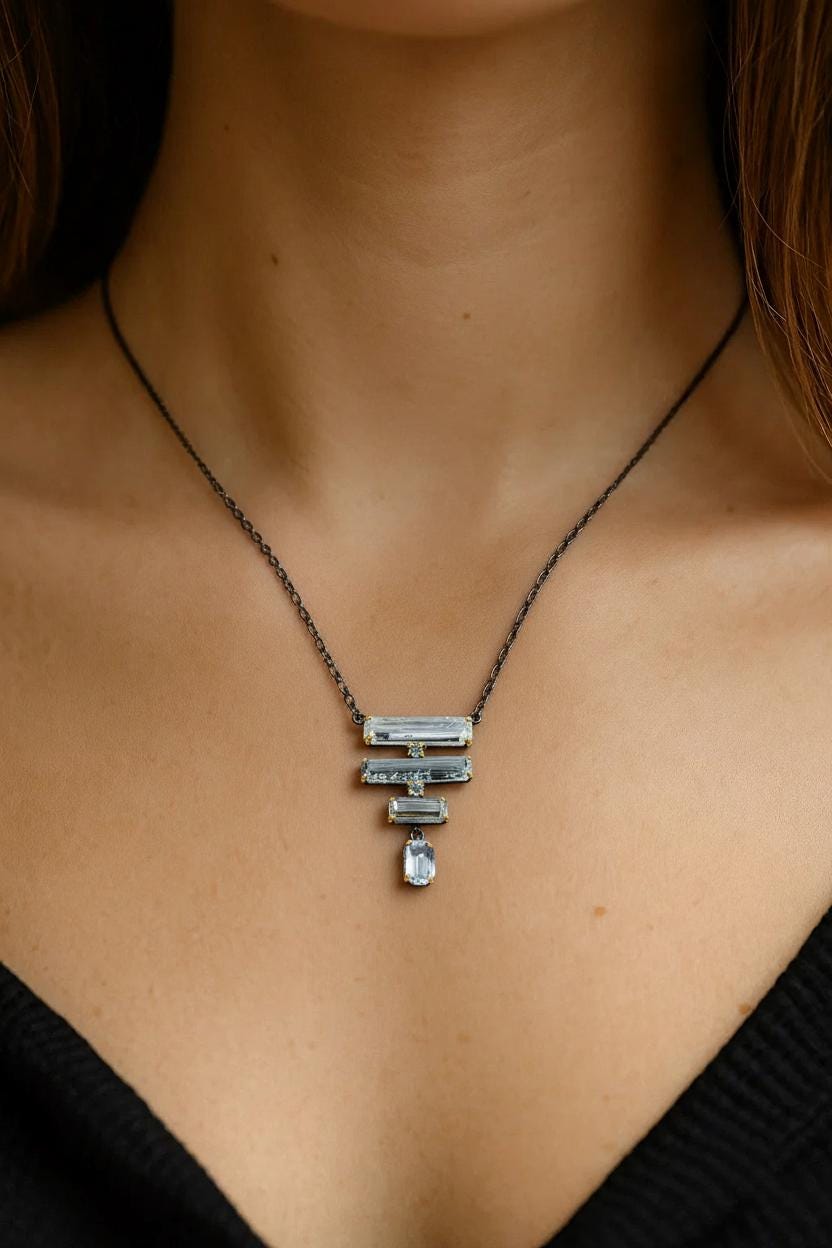 925 Sterling Silver Aquamarine Necklace, alternate angle