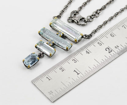 925 Sterling Silver Aquamarine Necklace, layered look