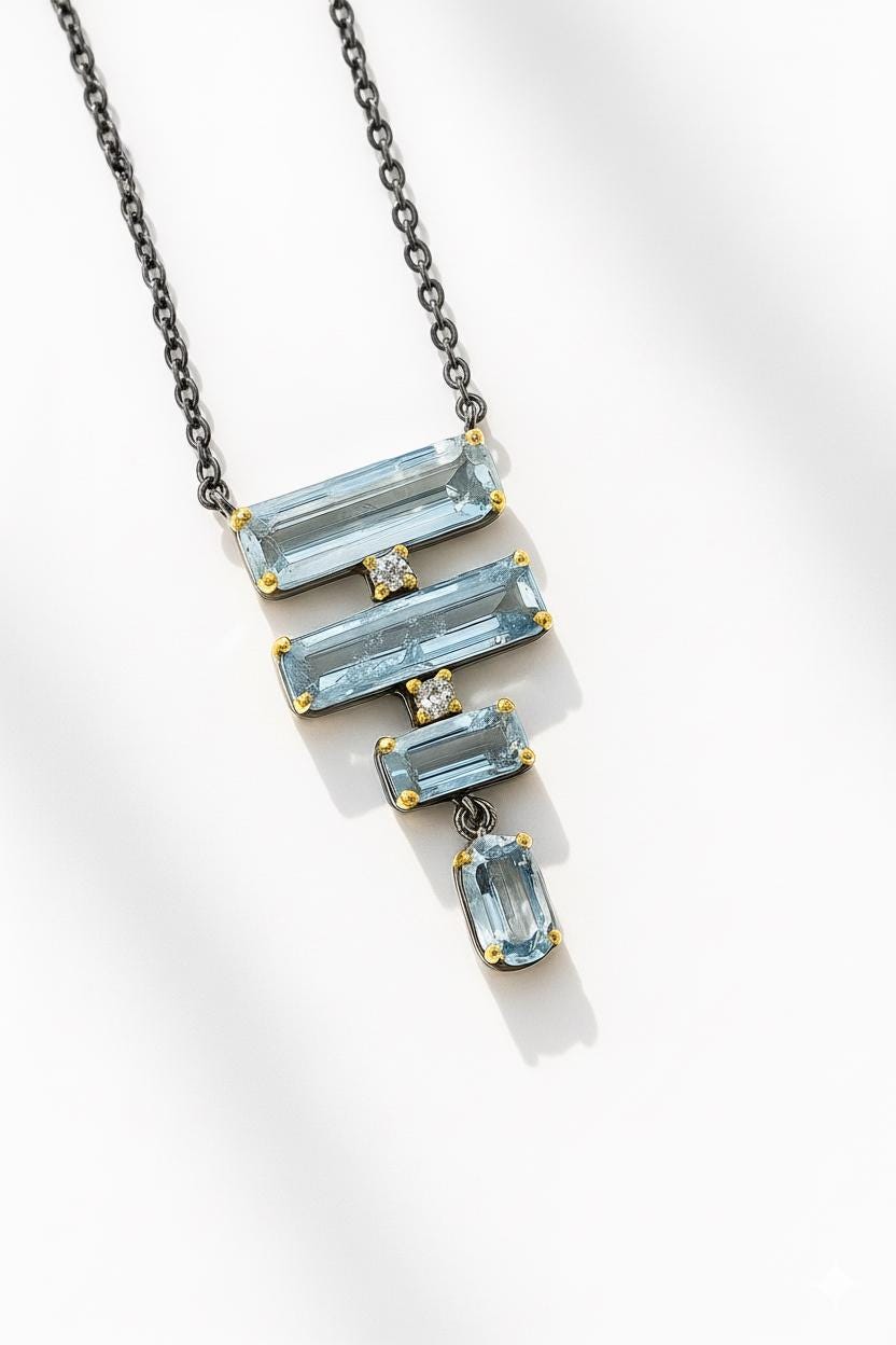 925 Sterling Silver Aquamarine Necklace, main product image