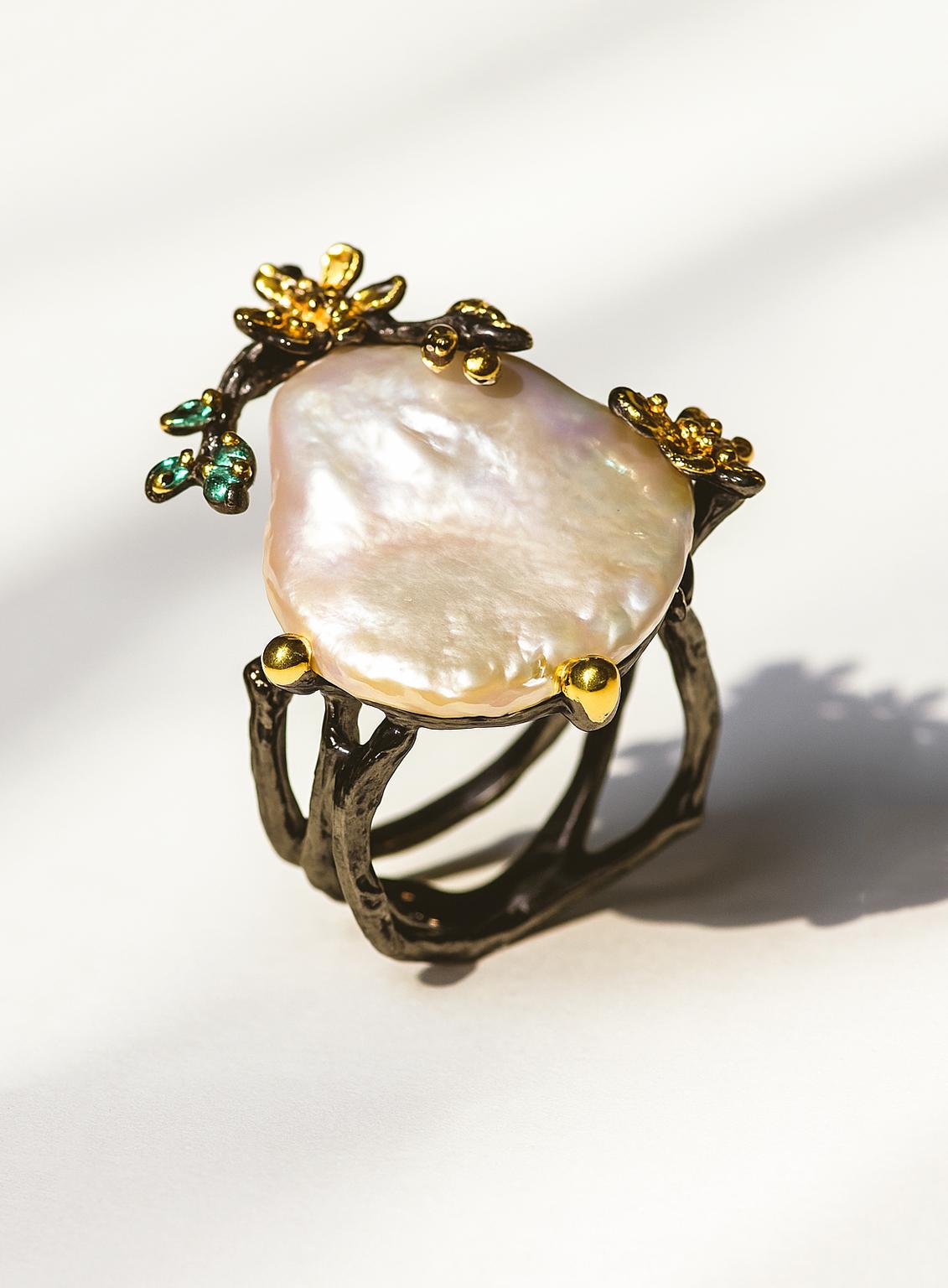 925 Sterling Silver Baroque Pearl Ring, main product image