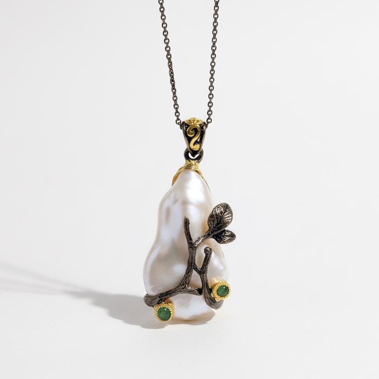 925 Sterling Silver Freshwater Pearl Necklace, additional angle