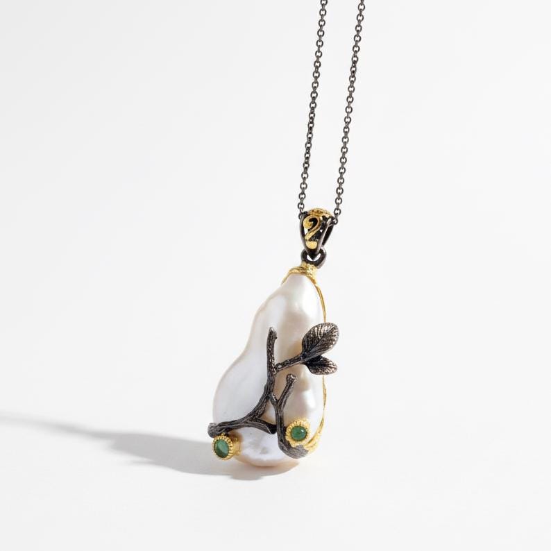 925 Sterling Silver Freshwater Pearl Necklace, chain detail