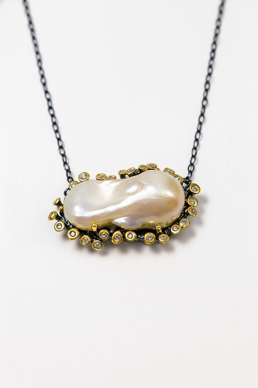 925 Sterling Silver Baroque Pearl Necklace, main product image