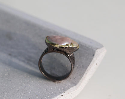 925 Sterling Silver Baroque Pearl Ring, close-up detail, image 12