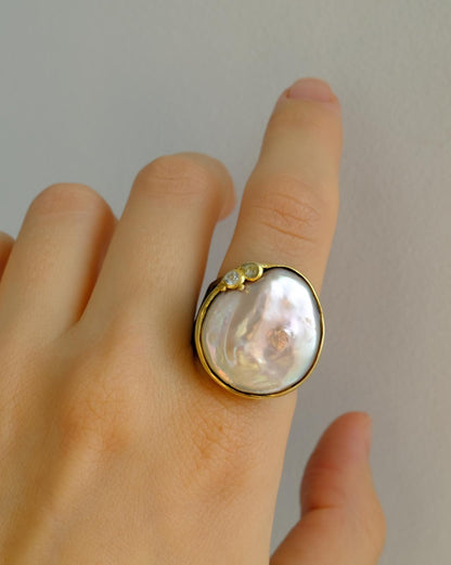 925 Sterling Silver Baroque Pearl Ring, additional angle
