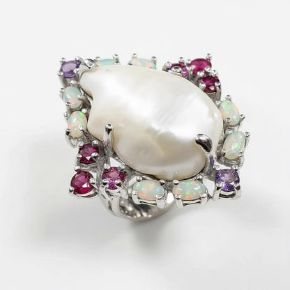 925 Sterling Silver Baroque Pearl Ring, band detail