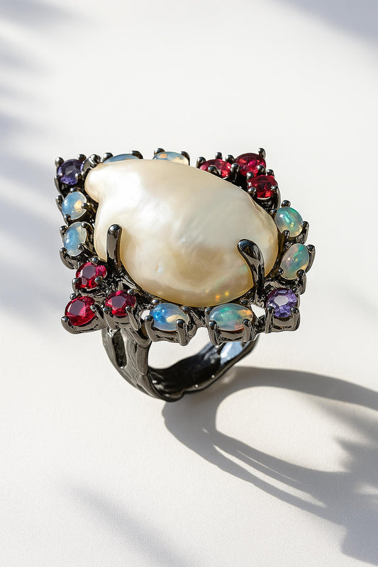 925 Sterling Silver Baroque Pearl Ring, main product image