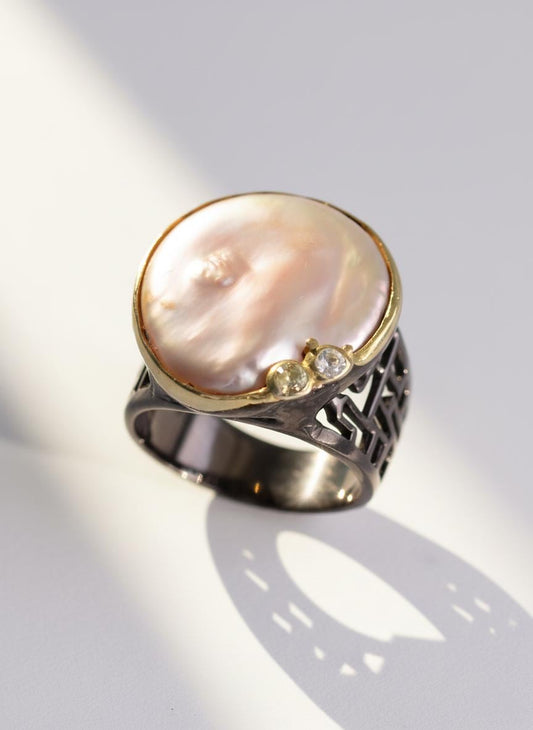 925 Sterling Silver Baroque Pearl Ring, main product image
