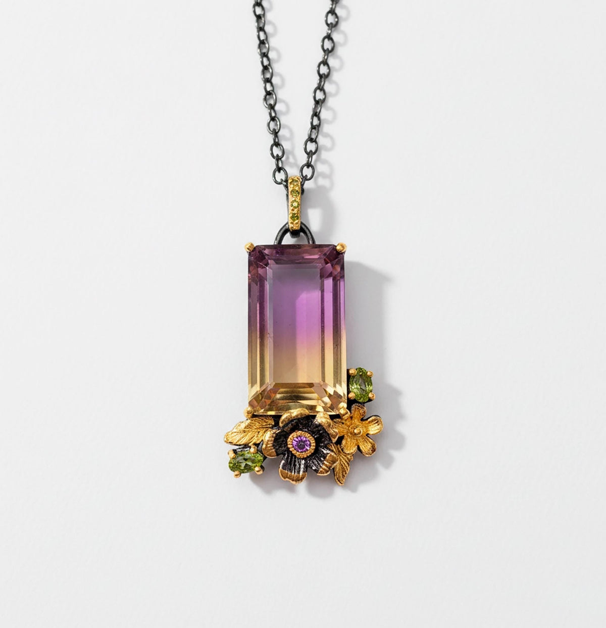 925 Sterling Silver Ametrine Necklace, worn view