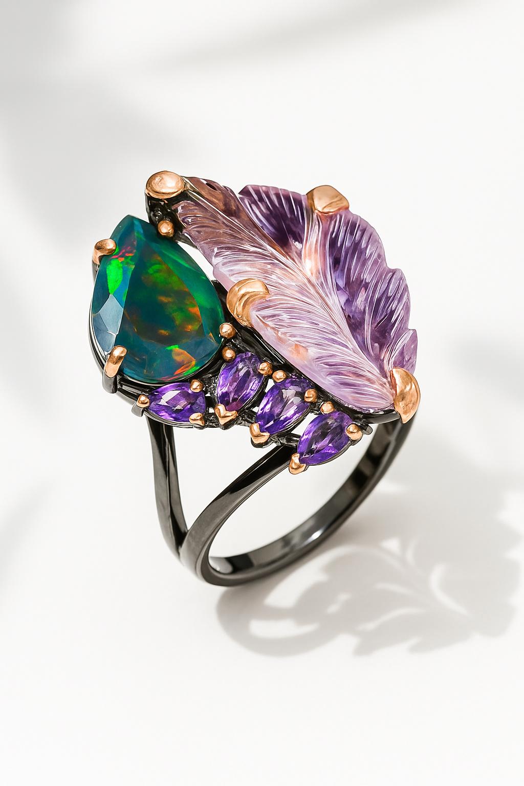 925 Sterling Silver Bi-Color Ametrine Ring, side view