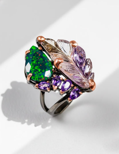 925 Sterling Silver Bi-Color Ametrine Ring, setting detail