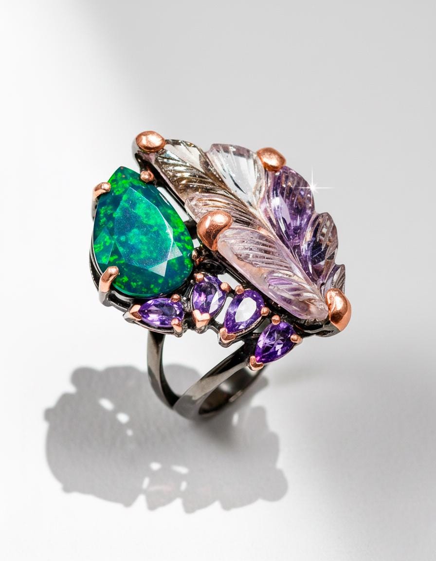 925 Sterling Silver Bi-Color Ametrine Ring, additional angle