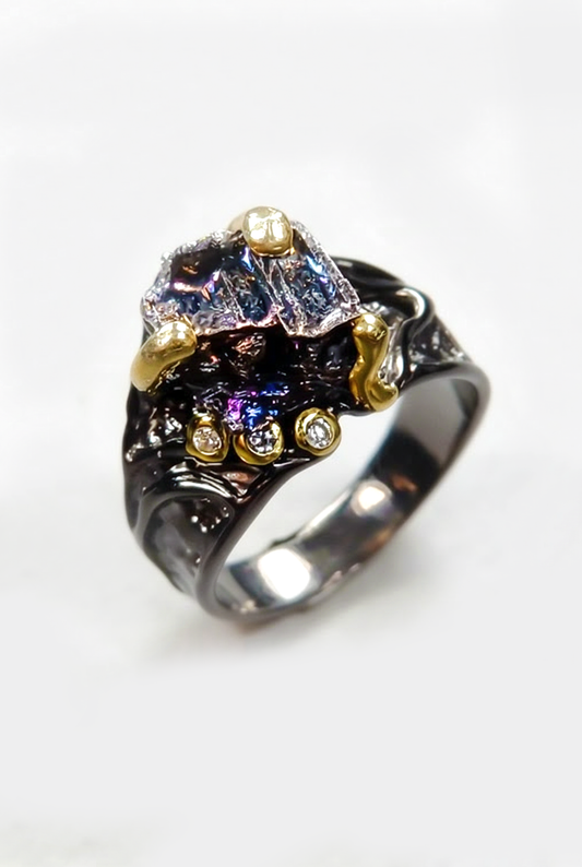 925 Sterling Silver Raw Bismuth Ring, main product image