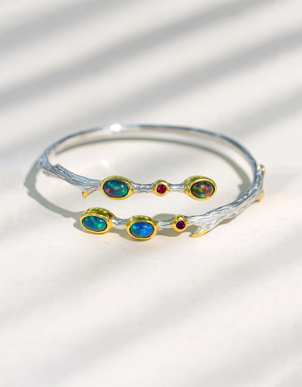925 Sterling Silver Black Opal Bracelet, side detail, image 19