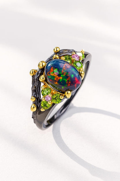 925 Sterling Silver Black Opal Ring, main product image