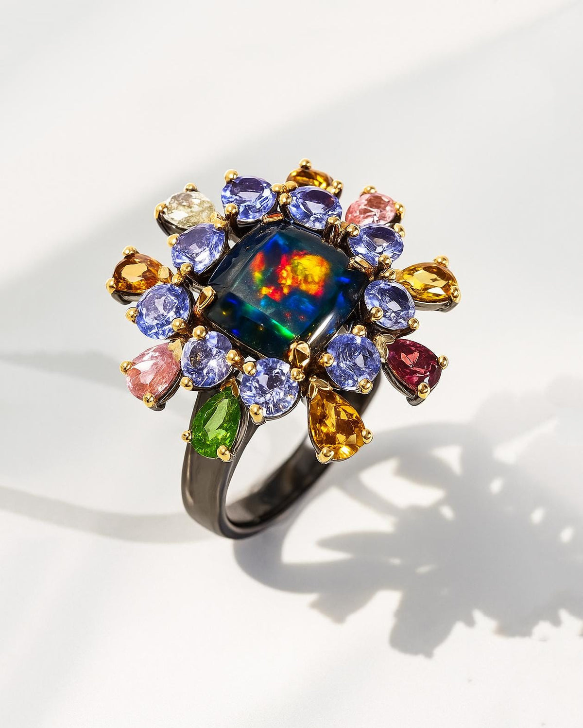 925 Sterling Silver Black Opal Ring, worn look
