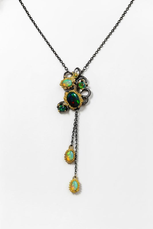 925 Sterling Silver Black Opal Necklace, main product image