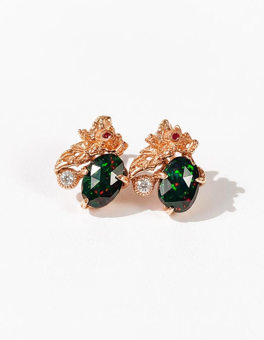 925 Sterling Silver Black Opal Stud Earrings, main product image