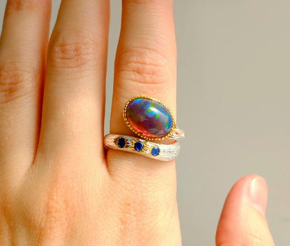 925 Sterling Silver Black Opal Ring, additional angle