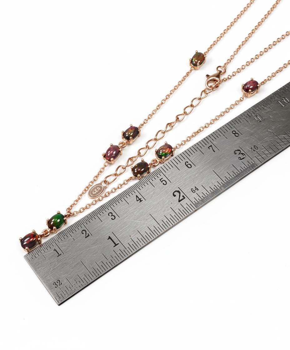 925 Sterling Silver Black Opal Y Necklace, chain detail