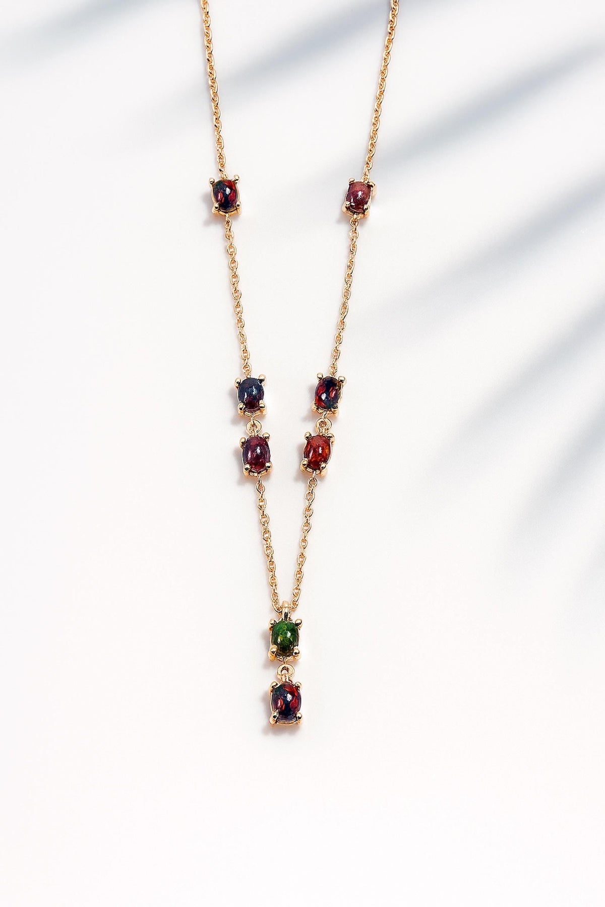 925 Sterling Silver Black Opal Y Necklace, main product image