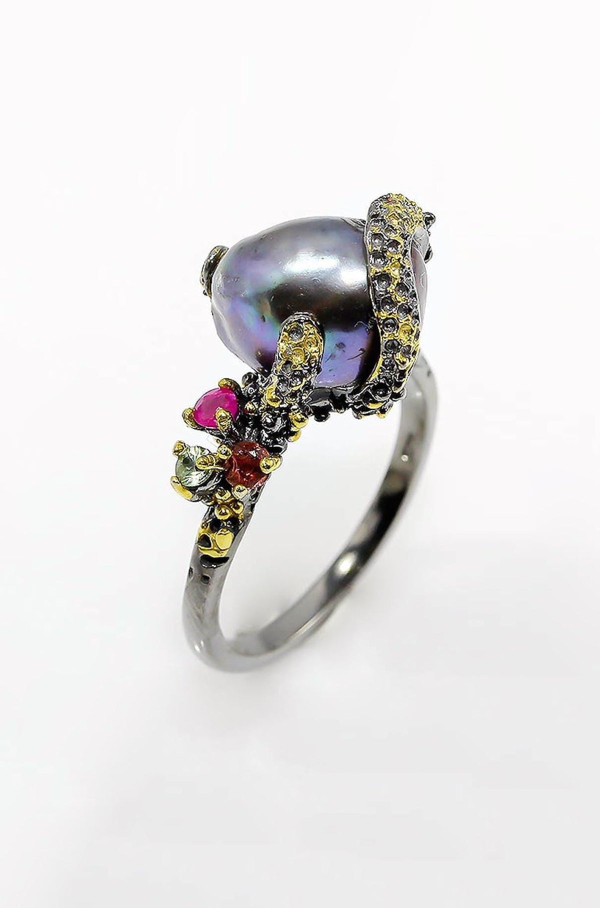 925 Sterling Silver Black Pearl Ring, main product image