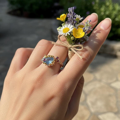925 Sterling Silver Blue Kyanite Ring, alternate angle