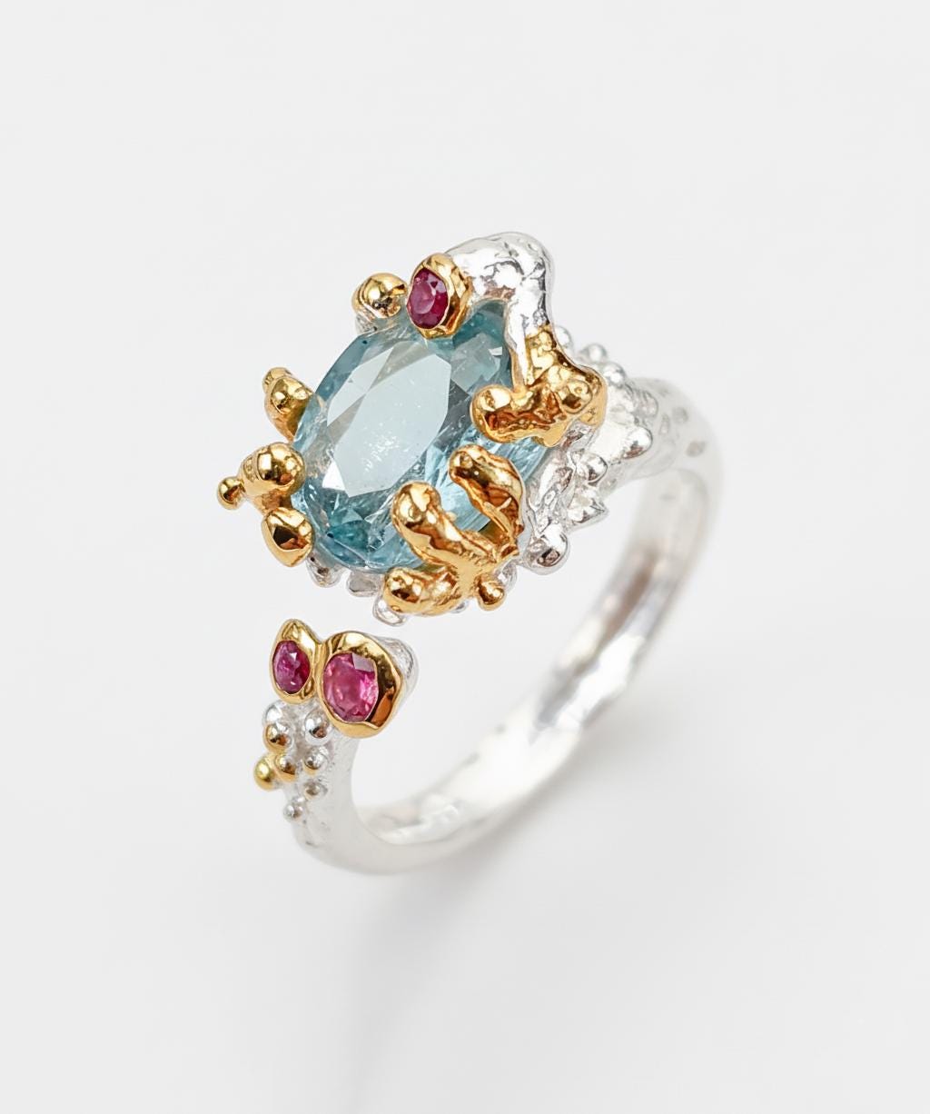 925 Sterling Silver Blue Kyanite Ring, side view