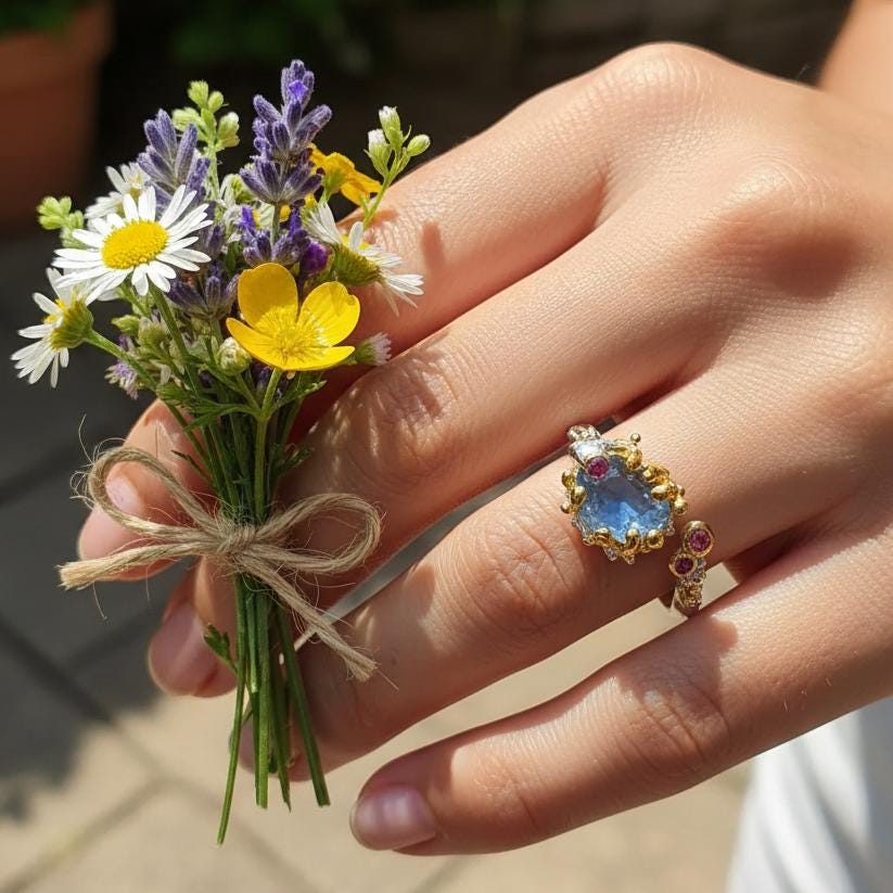 925 Sterling Silver Blue Kyanite Ring, additional angle