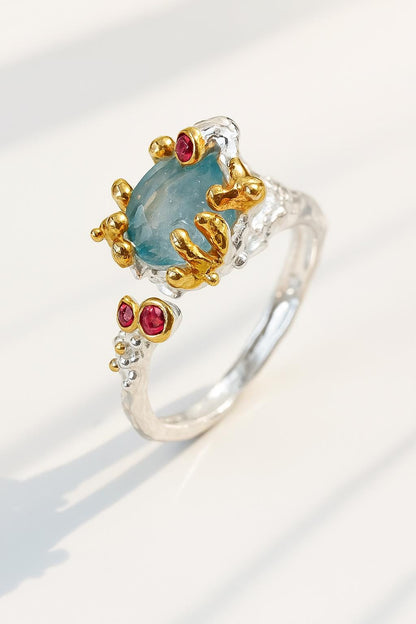 925 Sterling Silver Blue Kyanite Ring, worn look