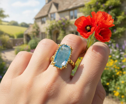 925 Sterling Silver Blue Kyanite Ring, alternate angle