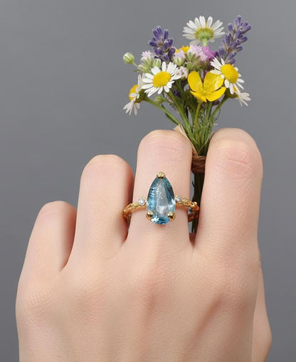 925 Sterling Silver Blue Kyanite Ring, alternate angle