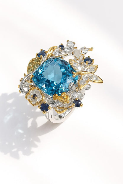 925 Sterling Silver Swiss Blue Topaz Ring, main product image
