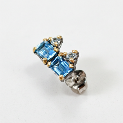 925 Silver Blue Baguette Topaz Earrings, alternate angle