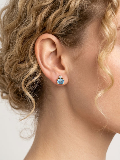 925 Sterling Silver Blue Topaz Stud Earrings