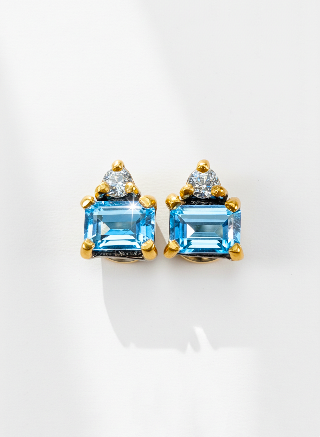 925 Silver Blue Baguette Topaz Earrings, main product image