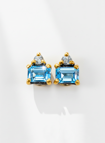 925 Silver Blue Baguette Topaz Earrings, main product image