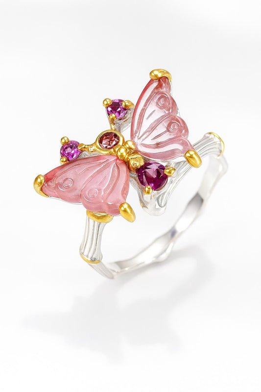 925 Sterling Silver Butterfly Tourmaline Ring, main product image