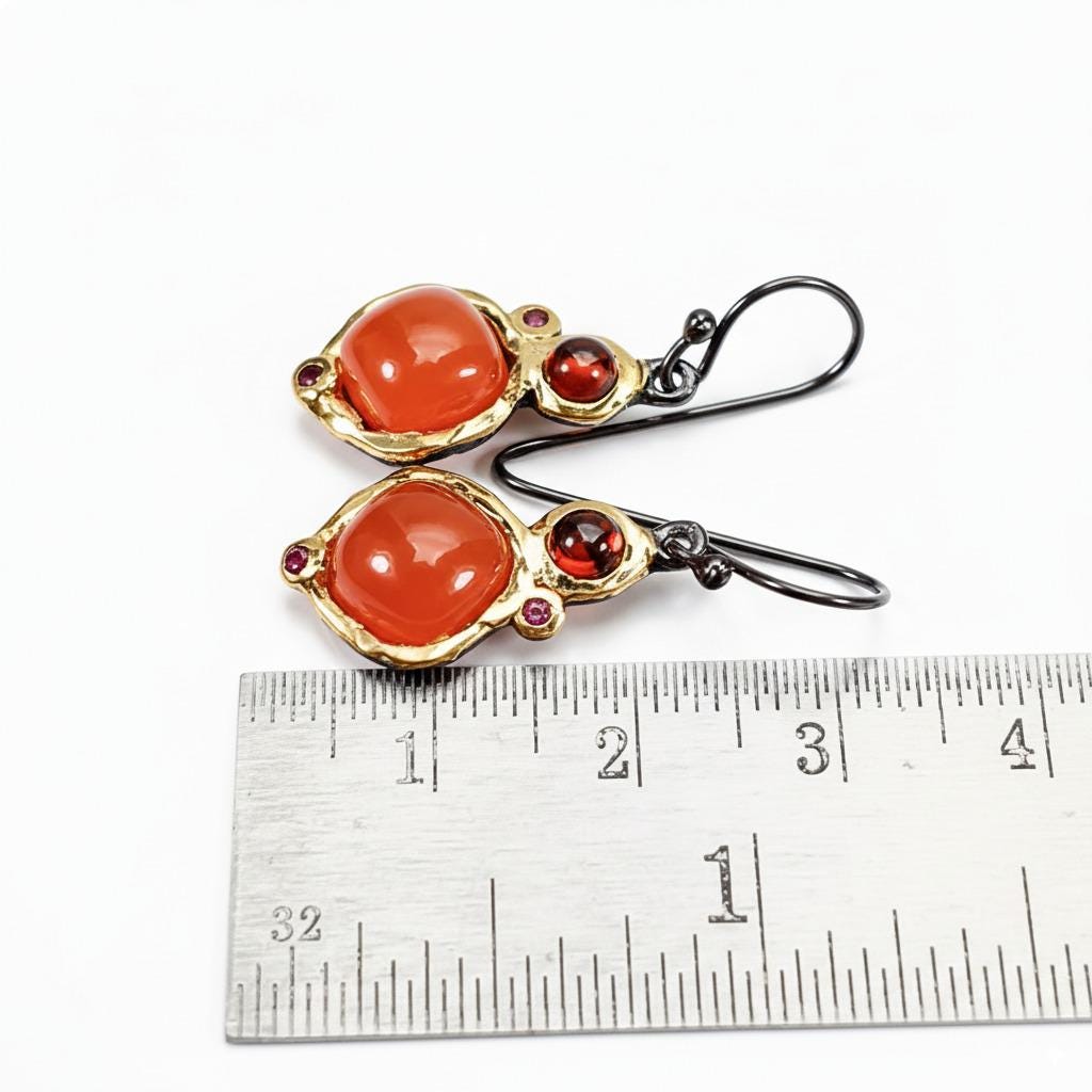 925 Sterling Silver Carnelian Earrings, side angle