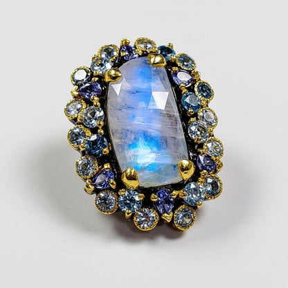 925 Sterling Silver Moonstone Ring, side view