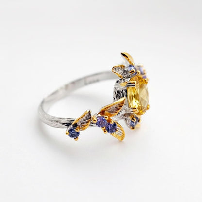 925 Sterling Silver Citrine Ring, worn look