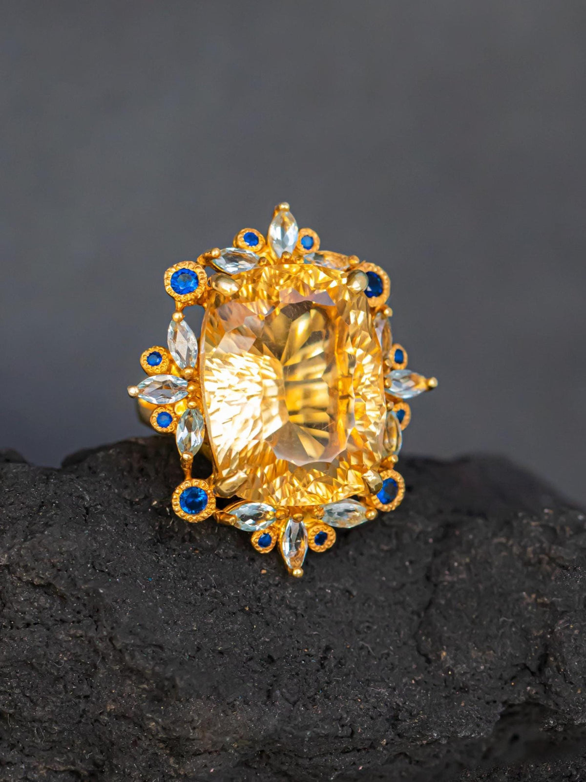 925 Sterling Silver Citrine Ring, additional angle
