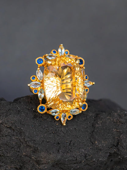 925 Sterling Silver Citrine Ring, additional angle