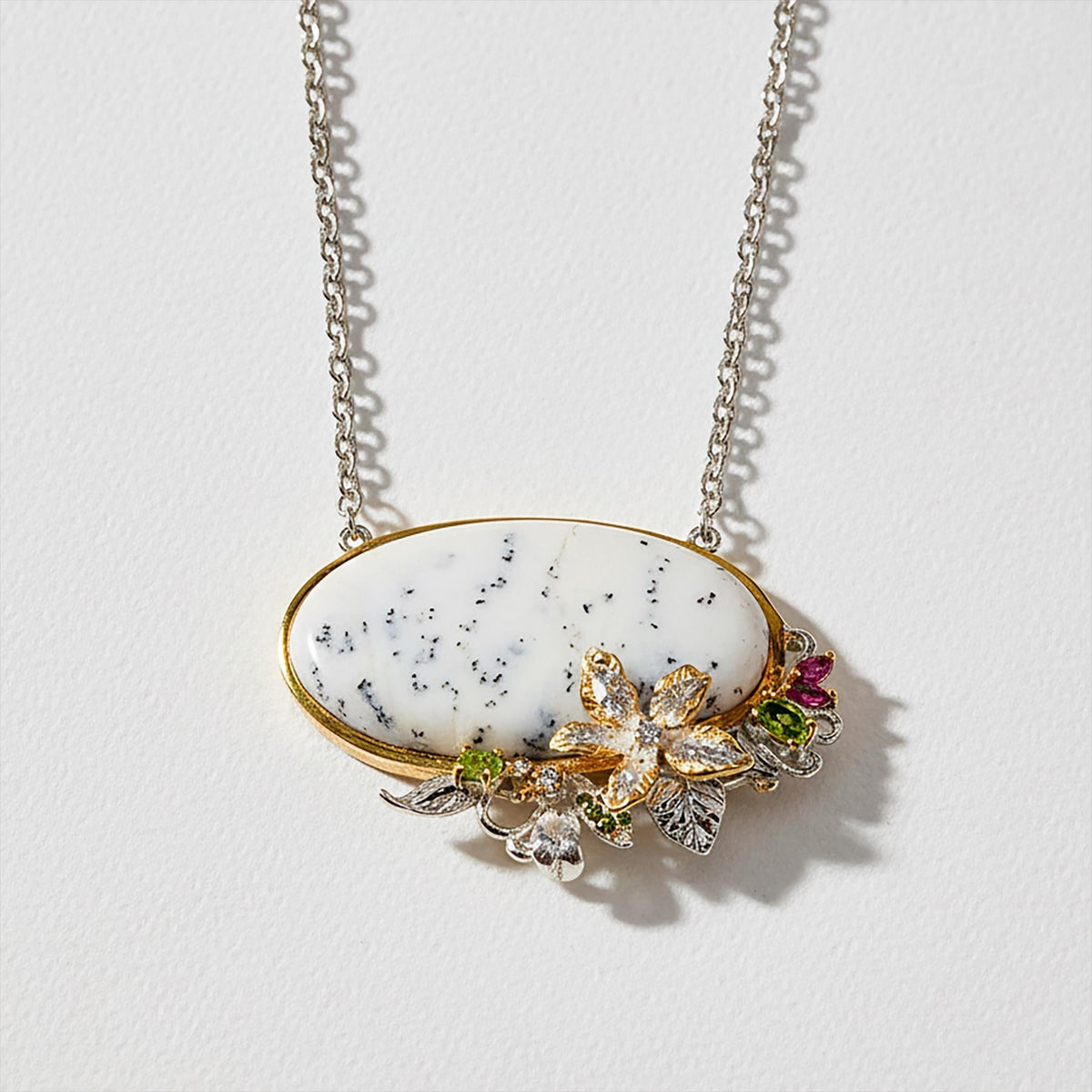 925 Sterling Silver Dendritic Jasper Necklace, additional angle