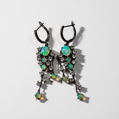 925 Sterling Silver Fire Opal Earrings, alternate angle